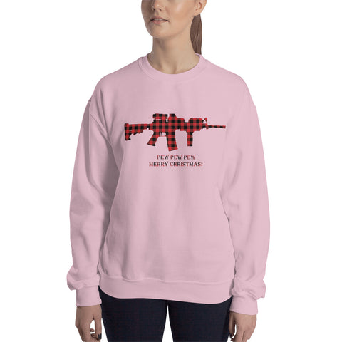 Plaid Checkered "Pew Pew Pew" Christmas Sweatshirt